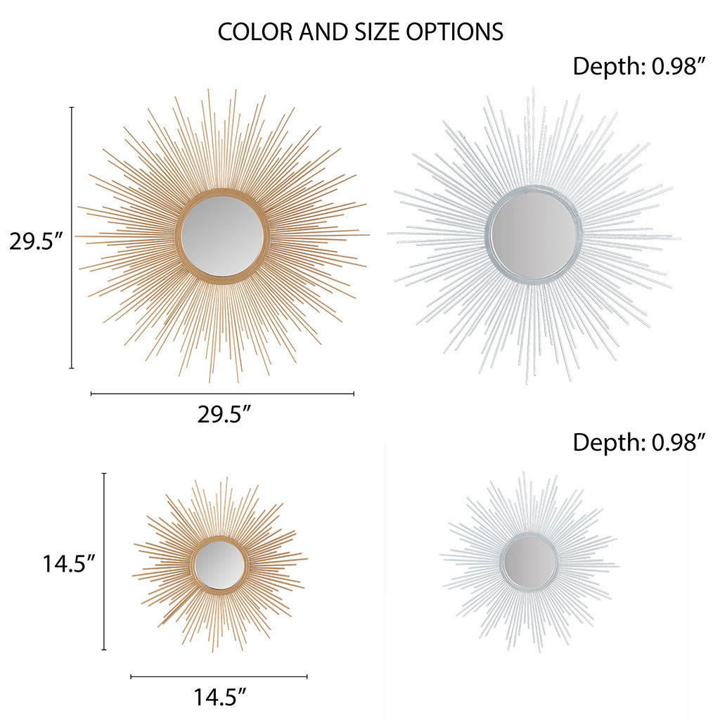 Sunburst Wall Decor Mirror 29.5"D Silver Mdf