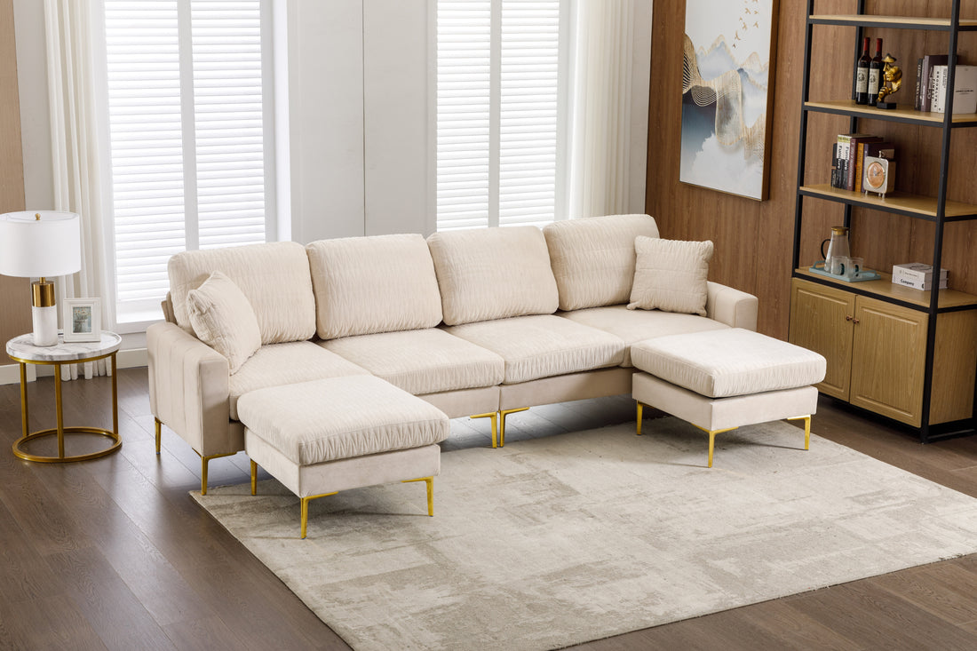 Untied We Win Accent Sofa Living Room Sofa Sectional Sofa Beige Velvet