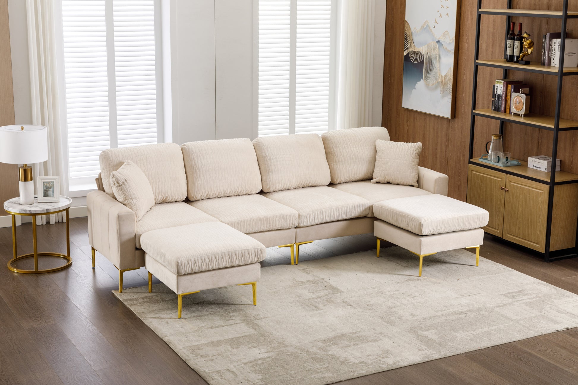 Untied We Win Accent Sofa Living Room Sofa Sectional Sofa Beige Velvet