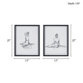 Sketch 2 Piece Framed Glass And Matted Wall Art Set White Black Mdf