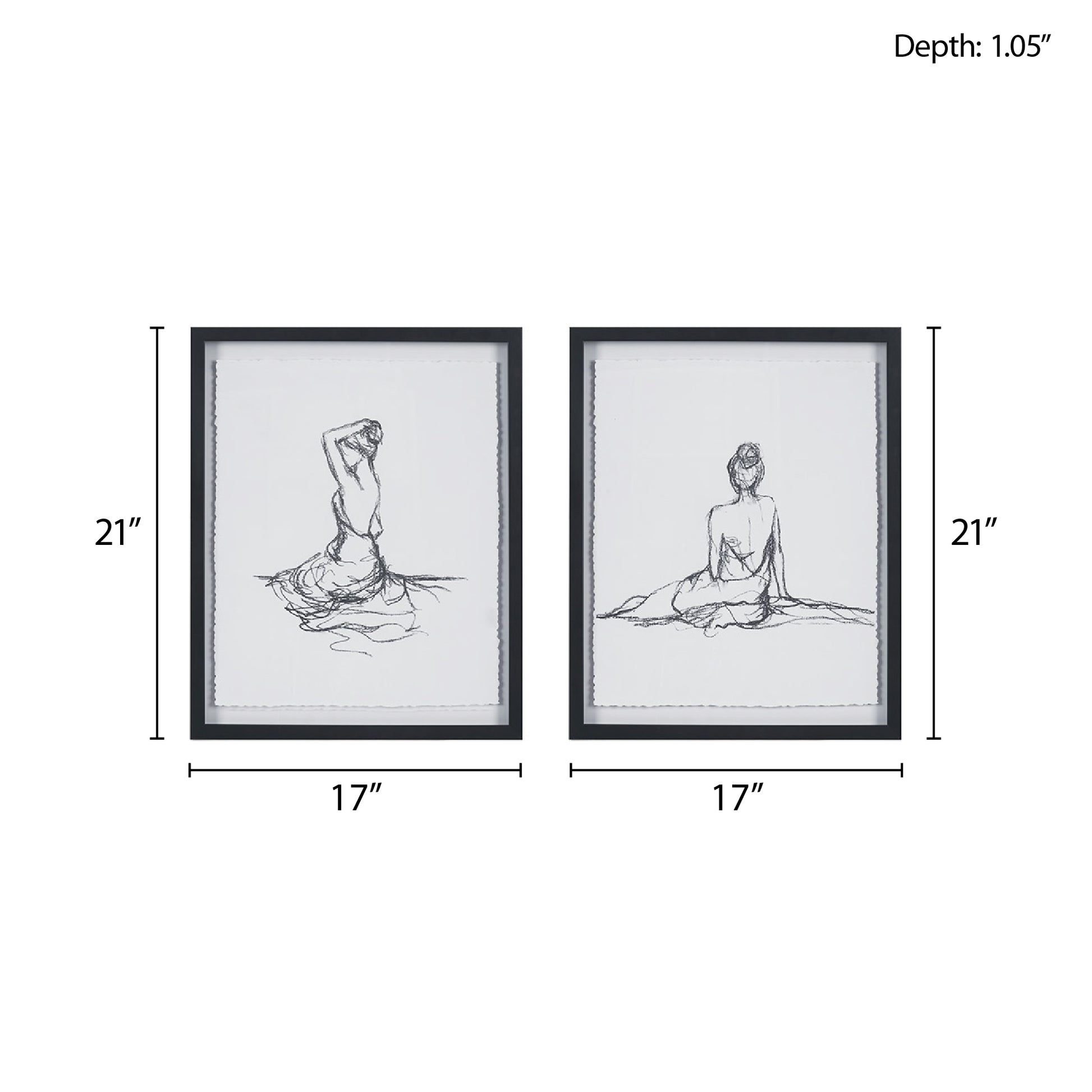 Sketch 2 Piece Framed Glass And Matted Wall Art Set White Black Mdf