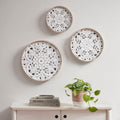 Distressed White Floral 3 Piece Carved Wood Wall Decor Set Natural White Wood