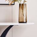 Modern Console Table, Exquisite Shape Design, Metal Frame With Adjustable Foot Pads For Entrance, Corridor, Living Room & Office. Black Black Steel