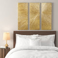 Hand Painted Triptych 3 Piece Dimensional Resin Wall Art Set Gold Mdf