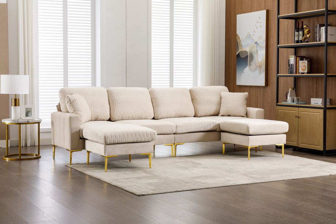 Untied We Win Accent Sofa Living Room Sofa Sectional Sofa Beige Velvet