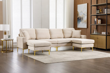 Untied We Win Accent Sofa Living Room Sofa Sectional Sofa Beige Velvet