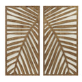 Two Tone 2 Piece Wood Panel Wall Decor Set Dark Brown Mdf