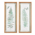 Fern 2 Piece Framed Glass Wall Art Set Natural Wood