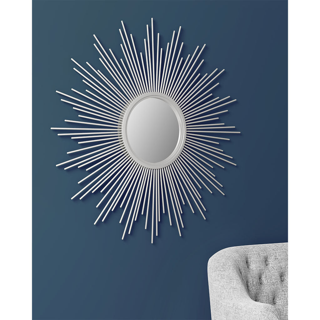 Sunburst Wall Decor Mirror 29.5"D Silver Mdf