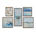 5 Piece Gallery Framed Canvas Wall Art Set Blue Multi Mdf