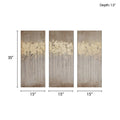 Gold Foil Abstract 3 Piece Canvas Wall Art Set Taupe Mdf