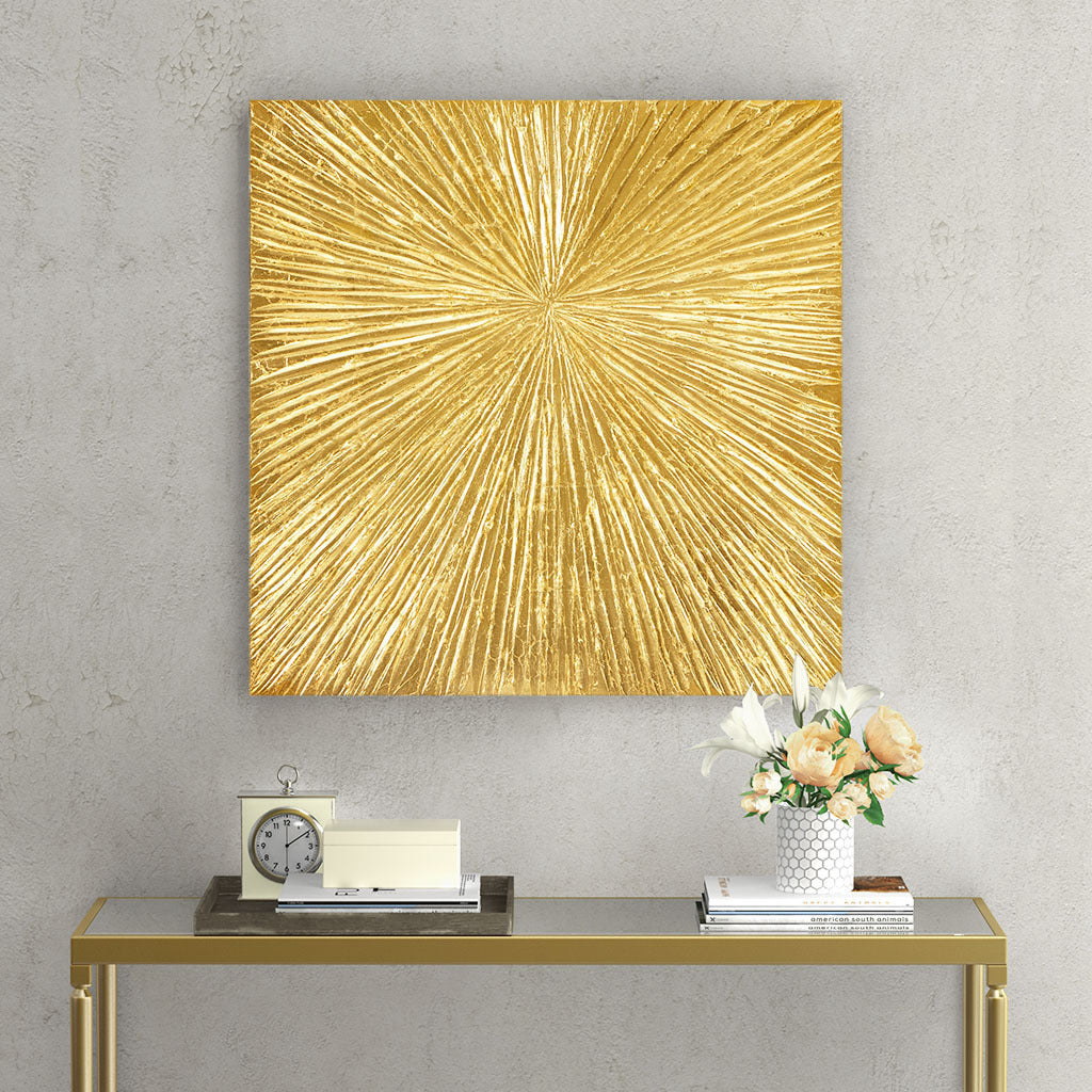 Hand Painted Dimensional Resin Wall Art Gold Mdf