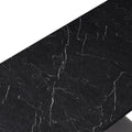 Modern Square Dining Table,Stretchable,Printed Black Marble Table Top Mdf X Shape Table Leg With Metal Base Black Mdf Steel