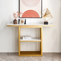 Modern Console Table, Metal Frame With Adjustable Foot Pads For Entrance, Corridor, Living Room & Office. Gold Gold Steel