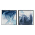 Abstract 2 Piece Framed Canvas Wall Art Set Blue Mdf