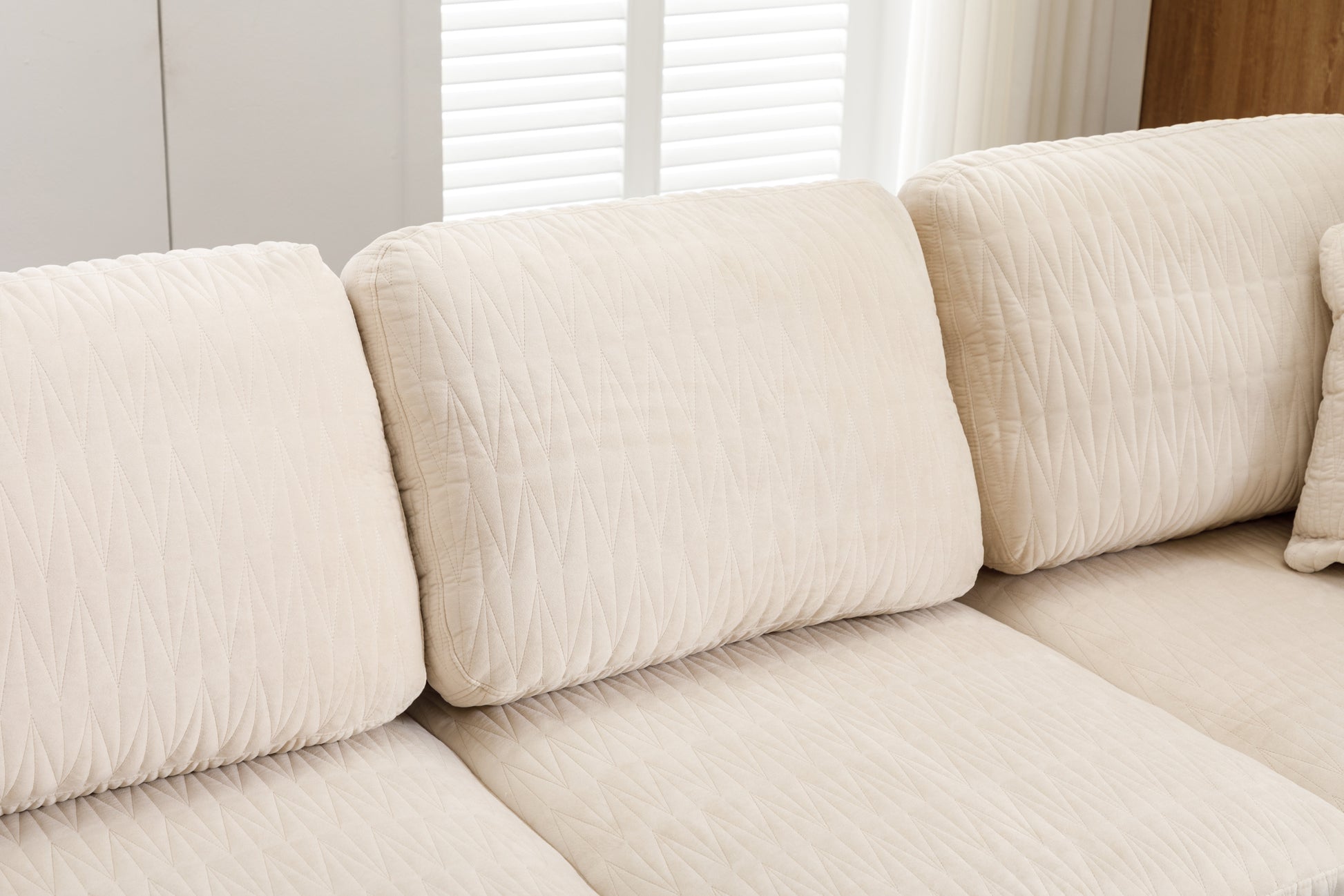 Untied We Win Accent Sofa Living Room Sofa Sectional Sofa Beige Velvet