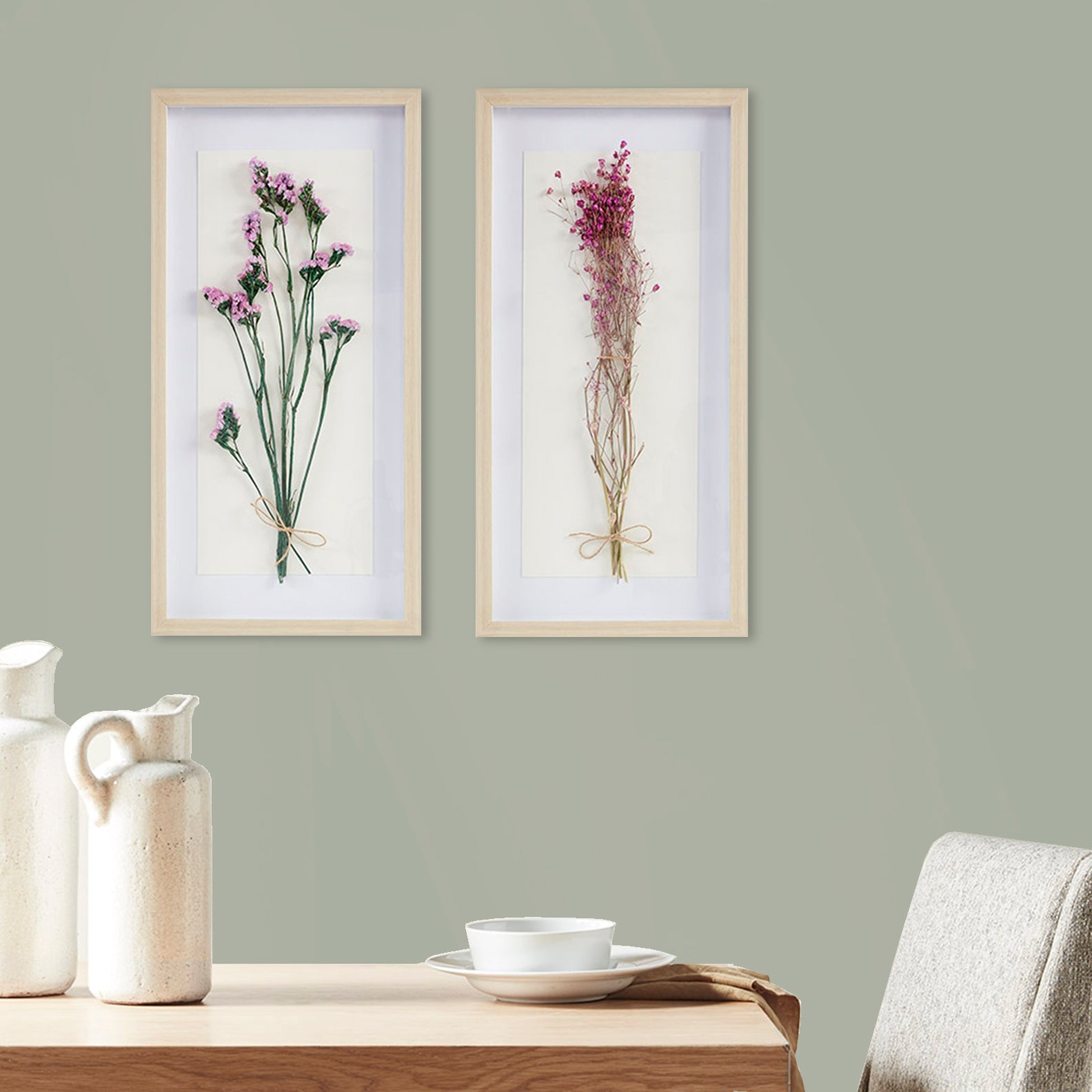 Dried Flower 2 Piece Shadow Box Wall Decor Set Multi Mdf