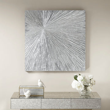 Hand Painted Dimensional Resin Wall Art Silver Mdf