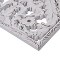 Distressed Carved Wood 2 Piece Wall Decor Set White Mdf