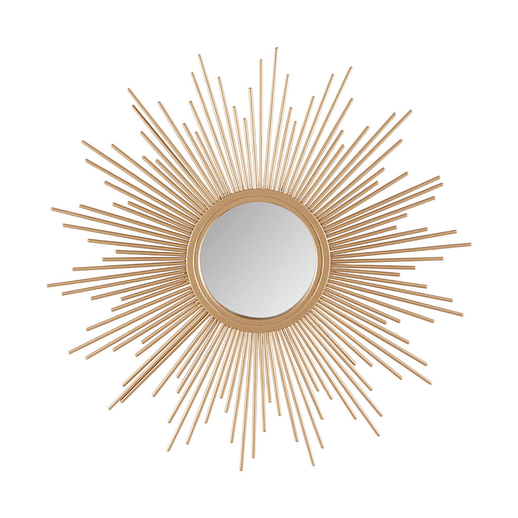 Sunburst Wall Decor Mirror 29.5"D Gold Mdf