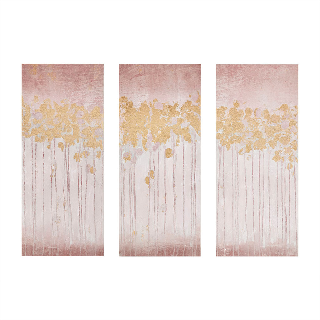 Gold Foil Abstract 3 Piece Canvas Wall Art Set Blush Mdf