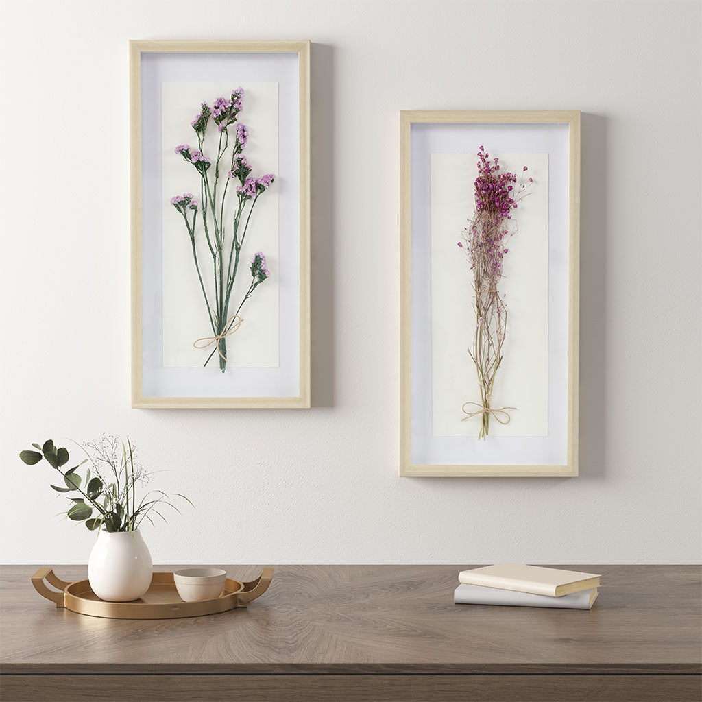 Dried Flower 2 Piece Shadow Box Wall Decor Set Multi Mdf