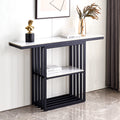 Modern Console Table, Metal Frame With Adjustable Foot Pads For Entrance, Corridor, Living Room & Office. Black Black Steel