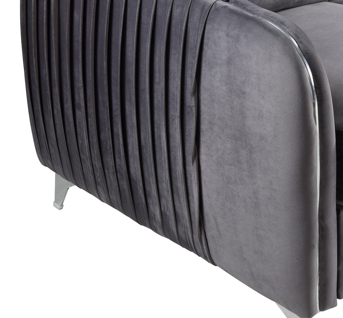 Hathaway 32" Gray Velvet Modern Chic Accent Armchair Gray Velvet