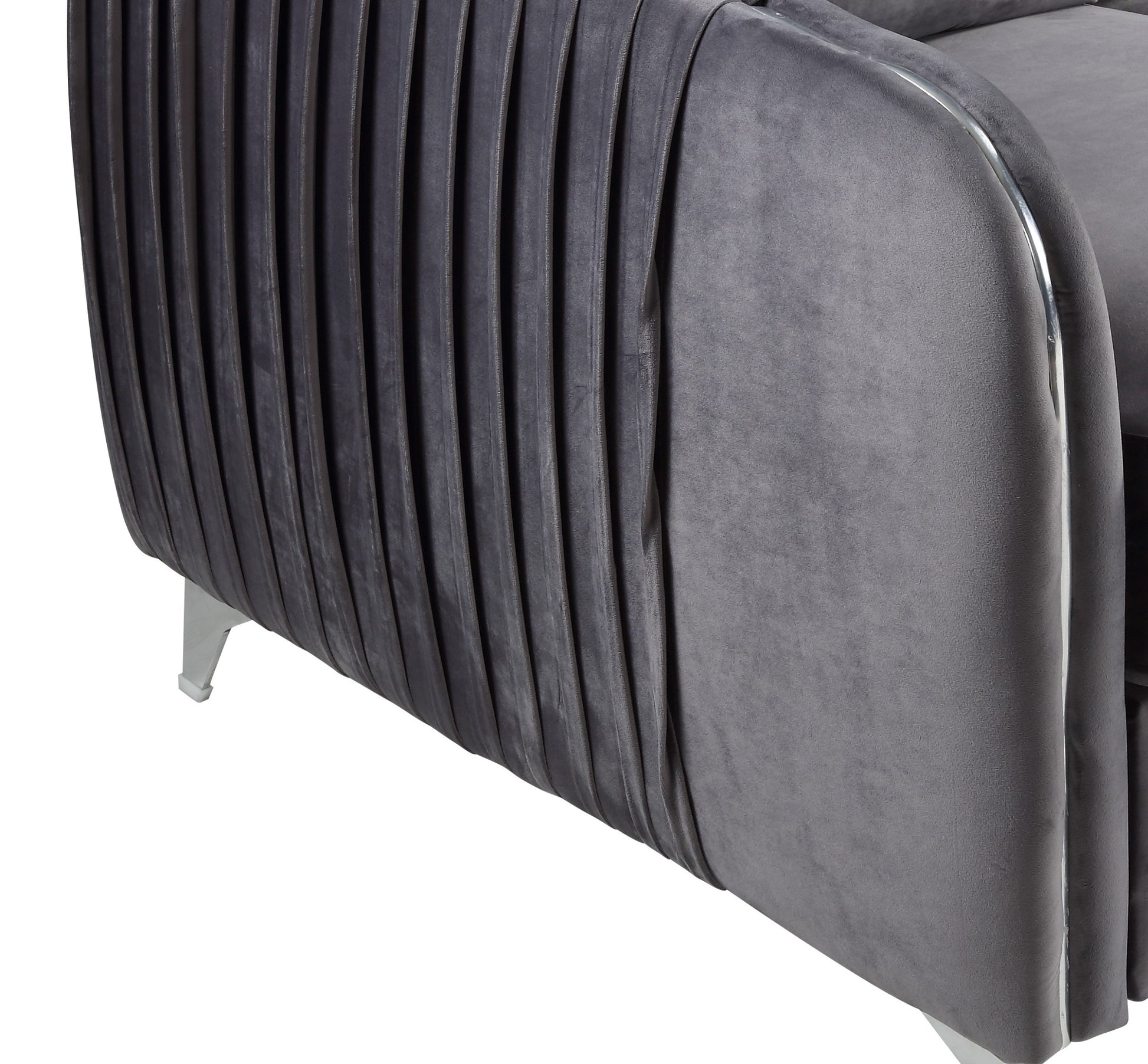 Hathaway 32" Gray Velvet Modern Chic Accent Armchair Gray Velvet