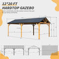 12X20Ft Hardtop Gazebo, Galvanized Steel Gable Roof Gazebo Pergola With Wood Grain Aluminum Frame, Outdoor Permanent Gazebo Pavilion For Patio, Garden Yellow Brown Yellow Brown Metal