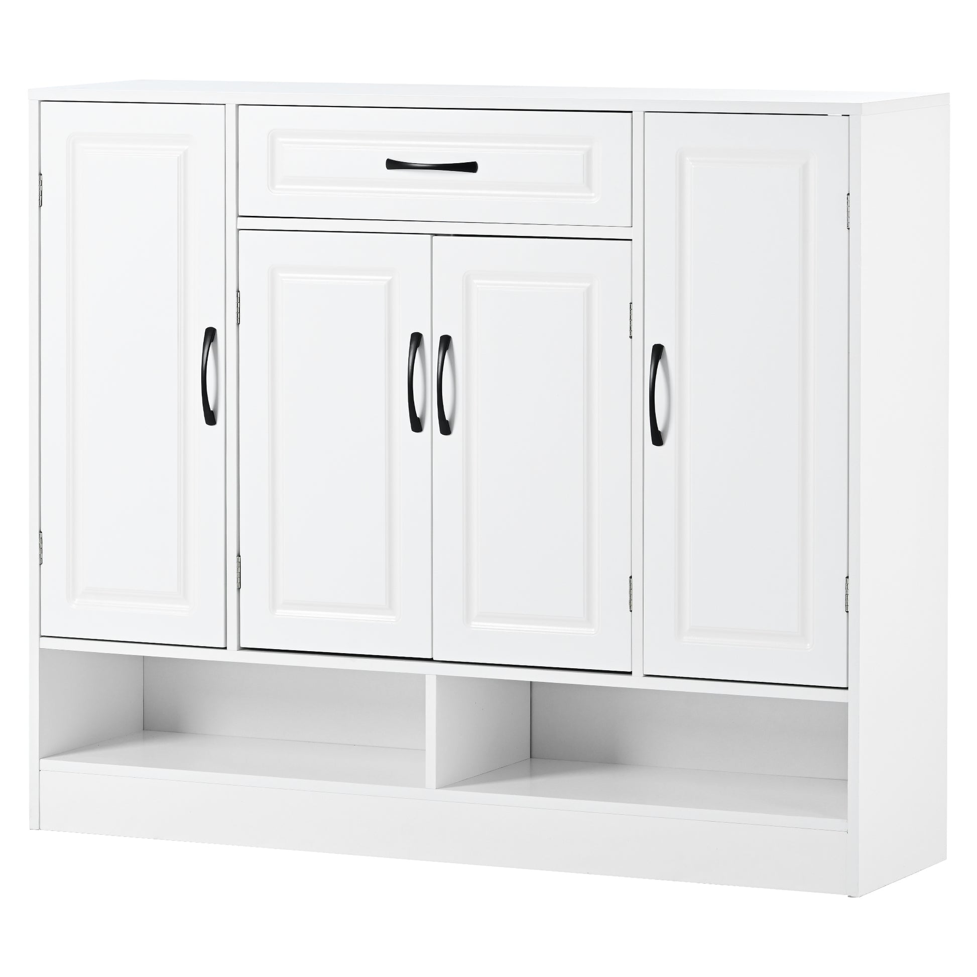 Sleek And Modern Shoe Cabinet With Adjustable Shelves, Minimalist Shoe Storage Organizer With Sturdy Top Surface, Space Saving Design Side Board For Various Sizes Of Items, White Square 3 4 Spaces White Primary Living Space Shelves Included Particle