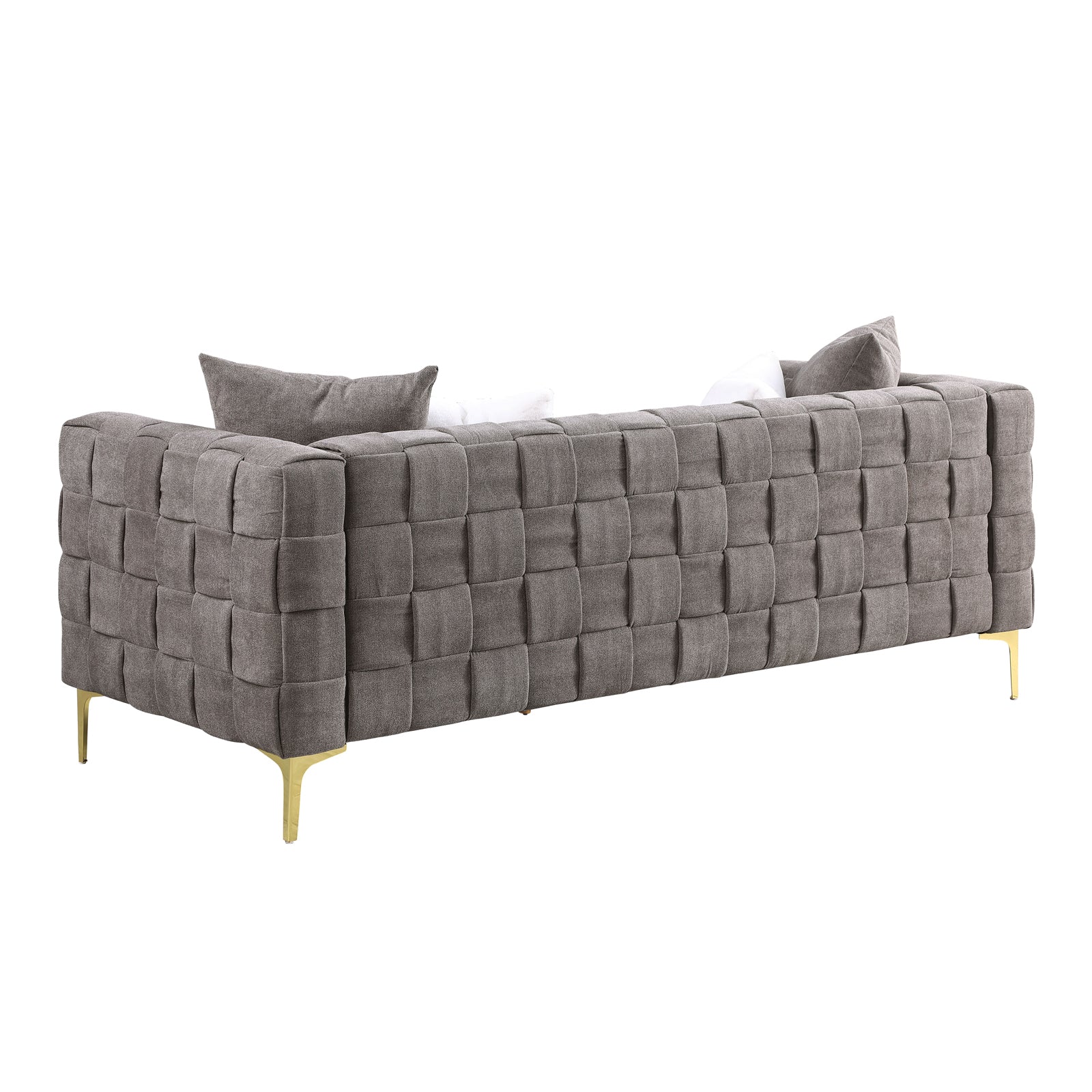 Deepth 35", Length 85" Weave Sofa ,Contemporary Concept Sofa.Handcrafted Weave Sofa. 3 Seater Grey Eucalyptus Snowflake Velvet Fabric