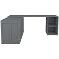 Queen Size Murphy Bed With Rotable Desk, Gray Box Spring Not Required Queen Gray Wood Bedroom Pine Bed Frame Solid Wood Mdf