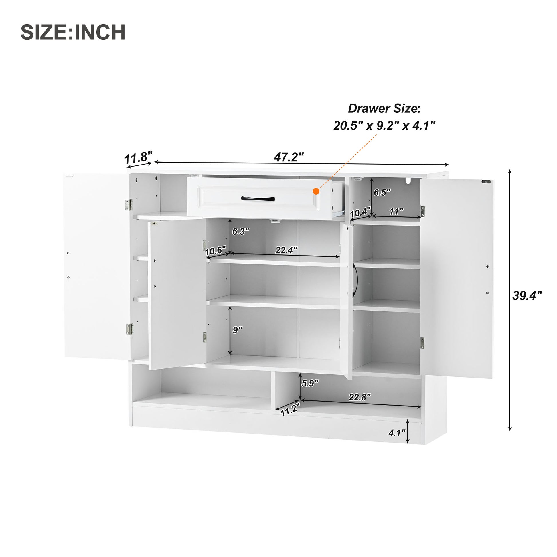 Sleek And Modern Shoe Cabinet With Adjustable Shelves, Minimalist Shoe Storage Organizer With Sturdy Top Surface, Space Saving Design Side Board For Various Sizes Of Items, White Square 3 4 Spaces White Primary Living Space Shelves Included Particle