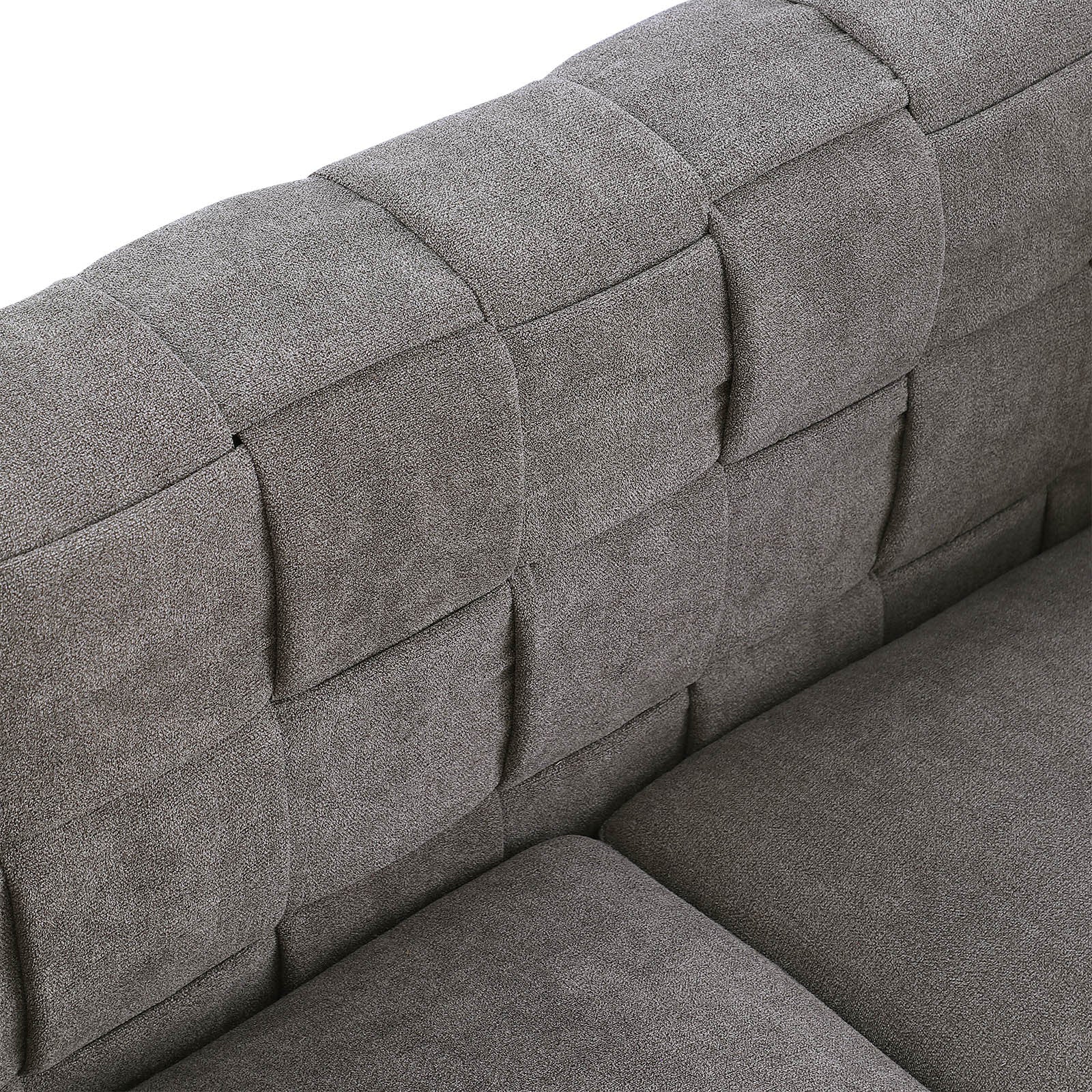 Deepth 35", Length 85" Weave Sofa ,Contemporary Concept Sofa.Handcrafted Weave Sofa. 3 Seater Grey Eucalyptus Snowflake Velvet Fabric