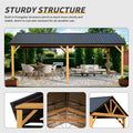 12X20Ft Hardtop Gazebo, Galvanized Steel Gable Roof Gazebo Pergola With Wood Grain Aluminum Frame, Outdoor Permanent Gazebo Pavilion For Patio, Garden Yellow Brown Yellow Brown Metal