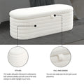 Video Welike Length 45.5 Inchesstorage Ottoman Bench Upholstered Fabric Storage Bench End Of Bed Stool With Safety Hinge For Bedroom, Living Room, Entryway,Teddy White Ivory Ivory Foam Fabric