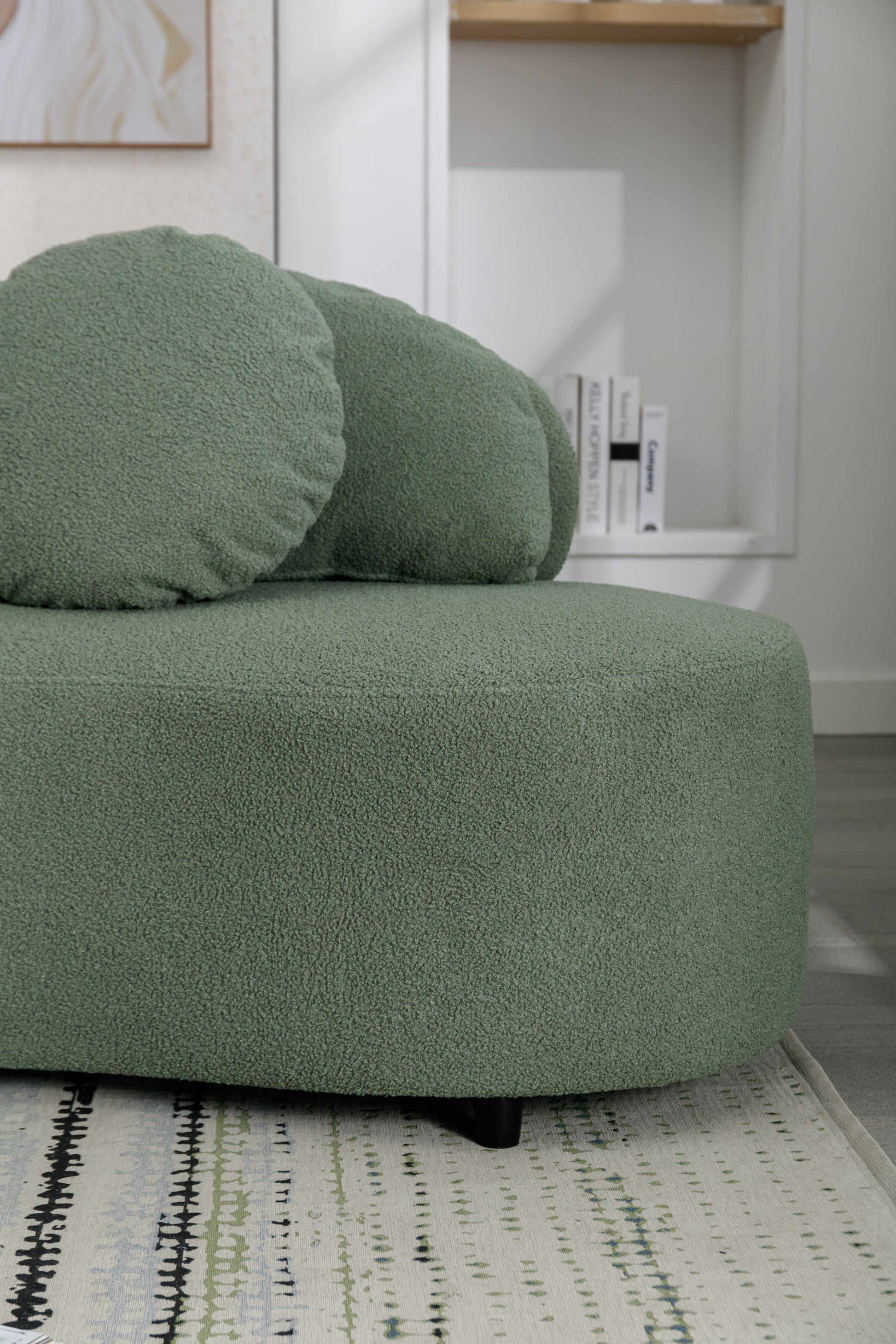 103.9" Modern Living Room Sofa Lamb Velvet Upholstered Couch Furniture For Home Or Office, Green Green Foam 2 Seat