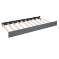 Queen Size Upholstered Platform Bed With Brick Pattern Headboard, With Twin Xl Size Trundle And 2 Drawers, Linen Fabric, Gray Gray Linen