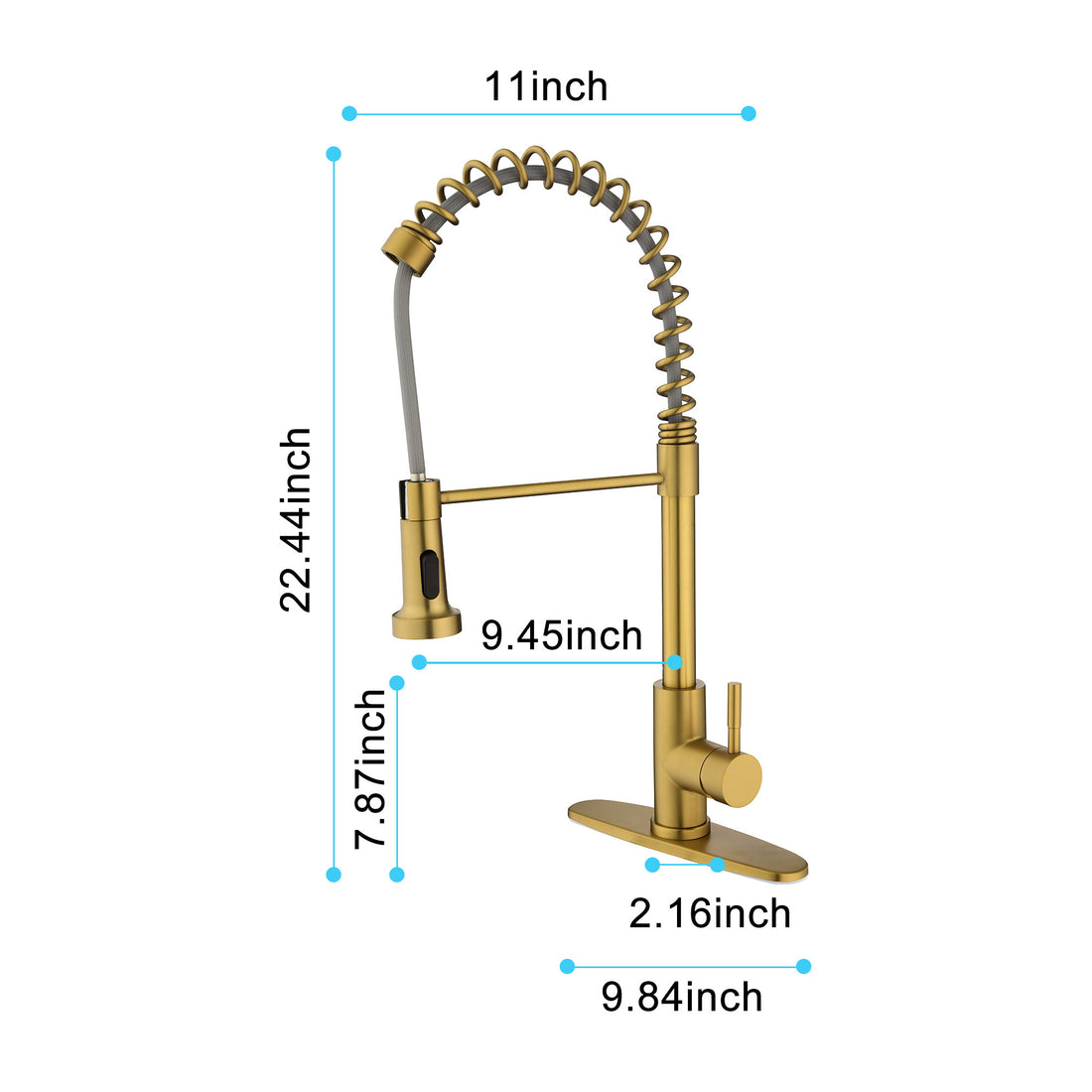 Kitchen Faucet With Pull Out Spraye Gold Stainless Steel