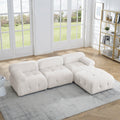 Modular Sectional Sofa, Button Tufted Designed And Diy Combination,L Shaped Couch With Reversible Ottoman, Ivory Teddy Fabric Ivory Polyester Wood Soft Tight Back Eucalyptus Pillow Top Arms Foam Spring