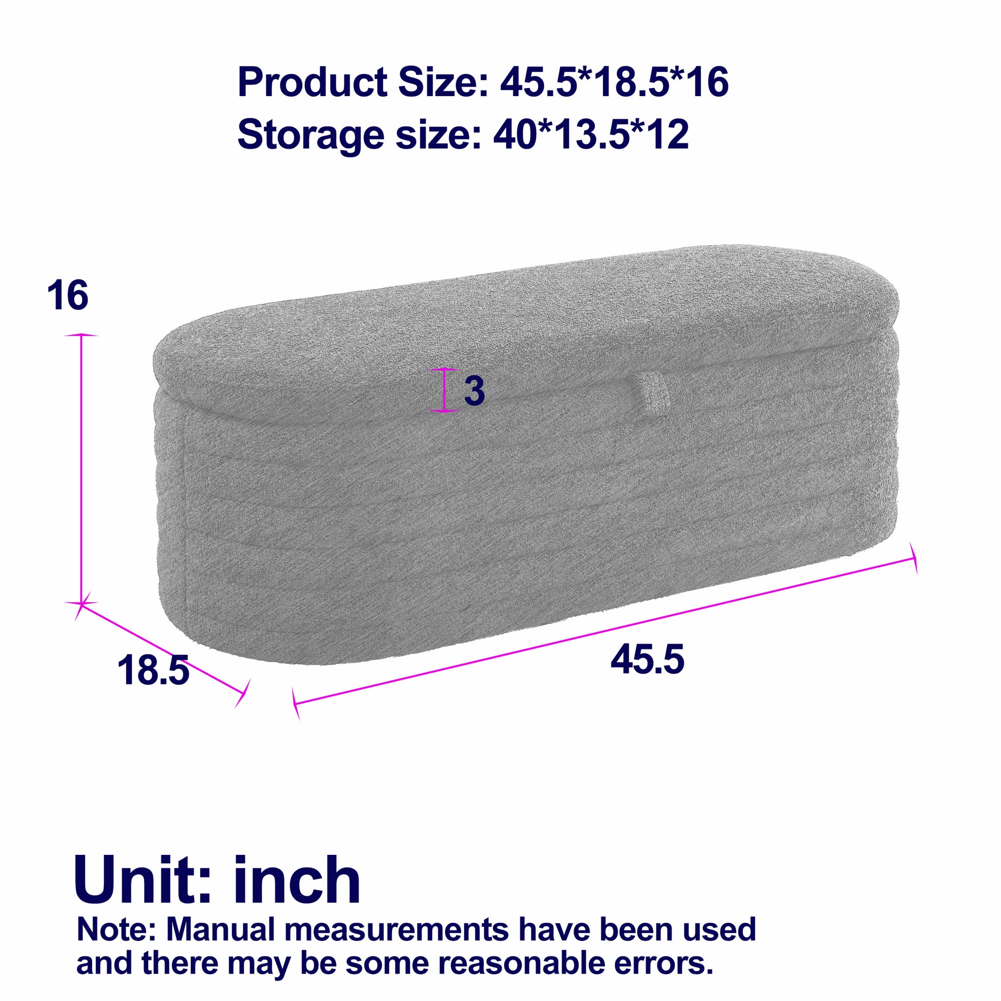 Video Welike Length 45.5 Inchesstorage Ottoman Bench Upholstered Fabric Storage Bench End Of Bed Stool With Safety Hinge For Bedroom, Living Room, Entryway, Grey Teddy. Grey Foam Fabric