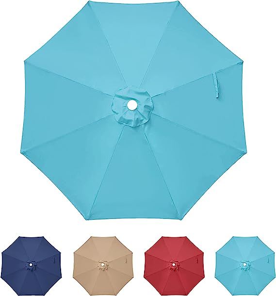 9' Patio Umbrella Replacement Canopy Outdoor Table Market Yard Umbrella Replacement Top Cover, Turquoise Turquoise Polyester