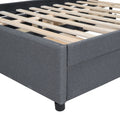 Full Size Upholstered Platform Bed With Brick Pattern Headboard, With Twin Size Trundle And 2 Drawers, Linen Fabric, Gray Gray Linen