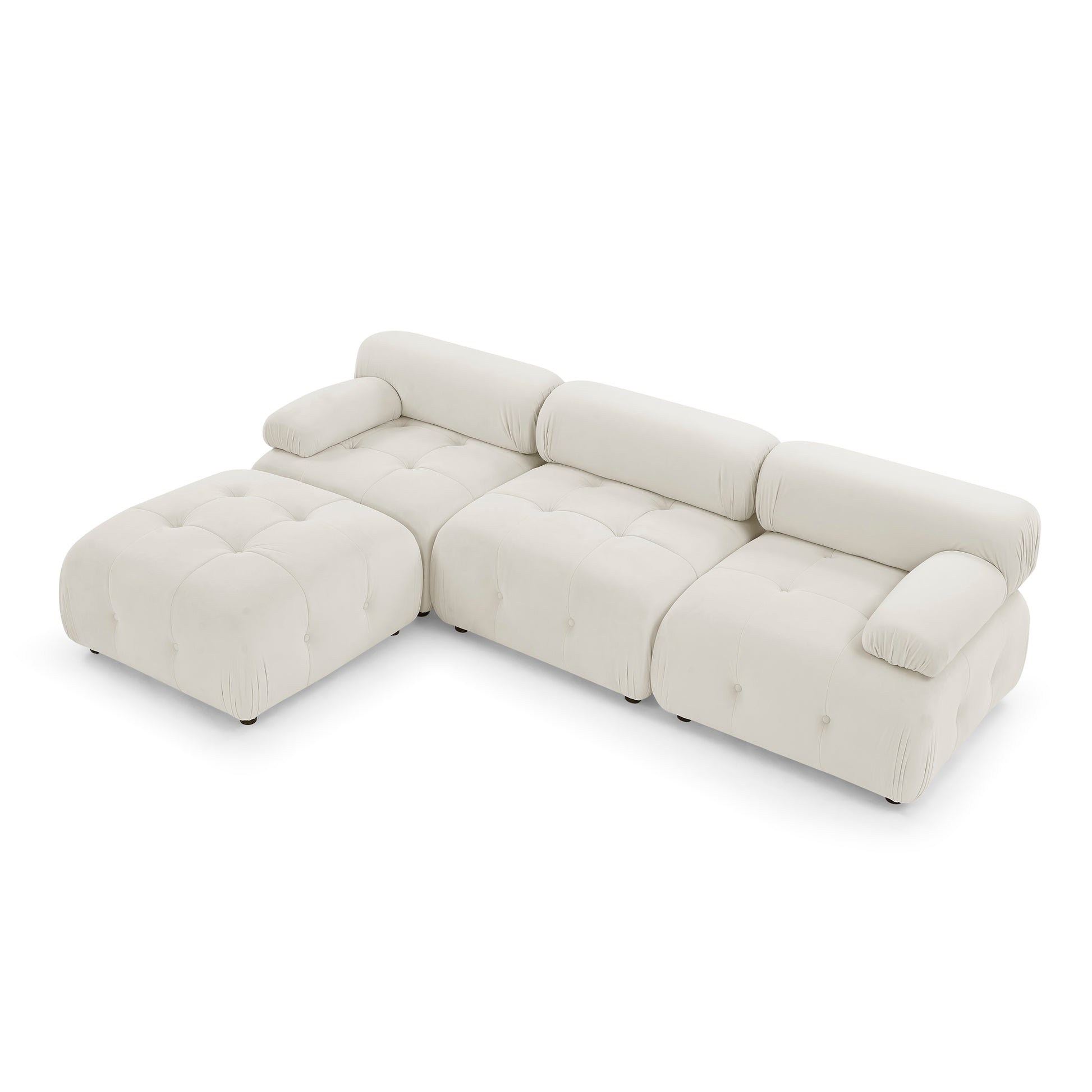 Modular Sectional Sofa, Button Tufted Designed And Diy Combination,L Shaped Couch With Reversible Ottoman, Beige Velvet Beige Velvet Wood Soft Tight Back Eucalyptus Pillow Top Arms Foam Spring