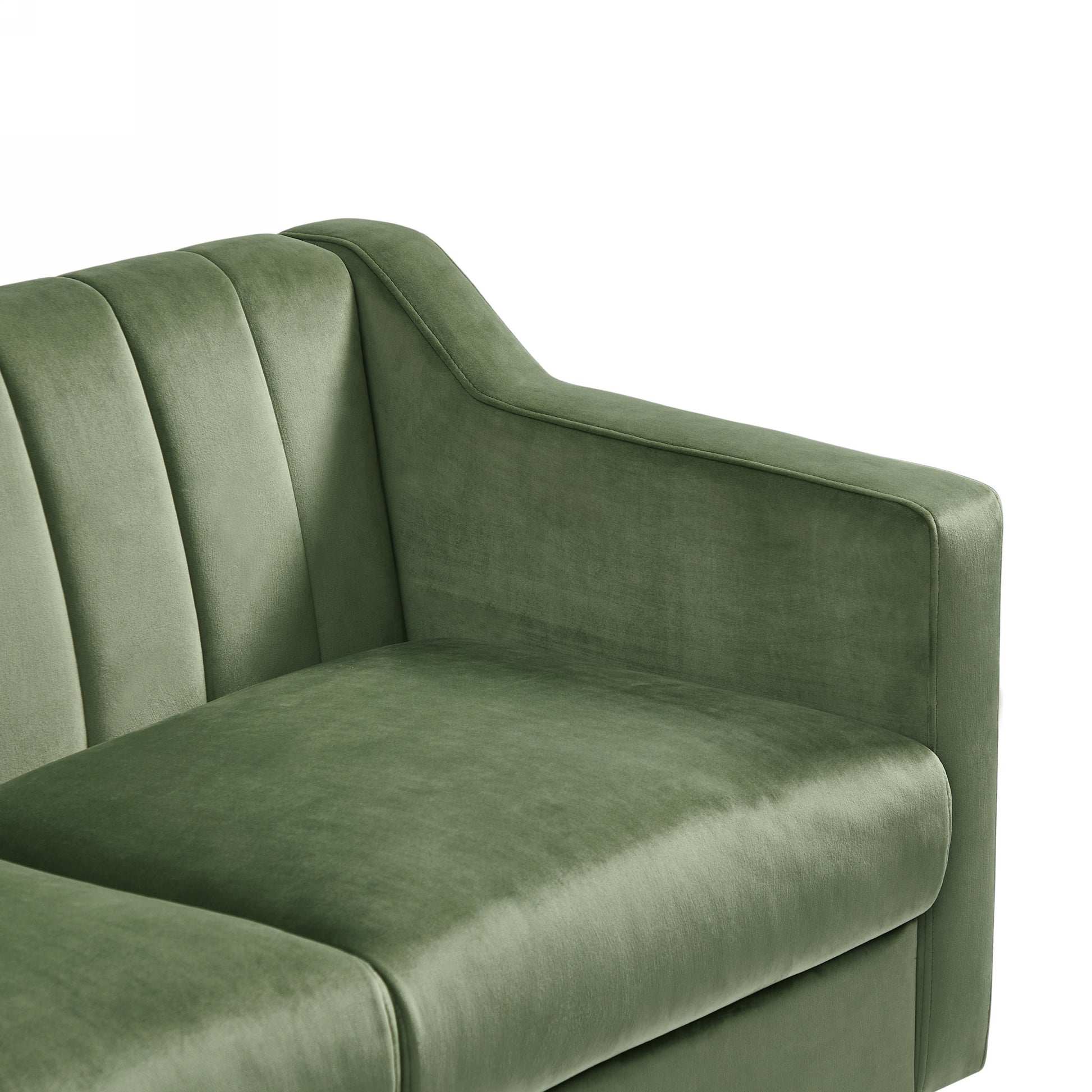 Mid Century Modern Chesterfieldseat Couch, Comfortable Upholstered Sofa With Velvet Fabric And Wooden Frame And Wood Legs For Living Room Bed Room Office Green 2 Seats Green Brown Wood Soft Velvet 2 Seat