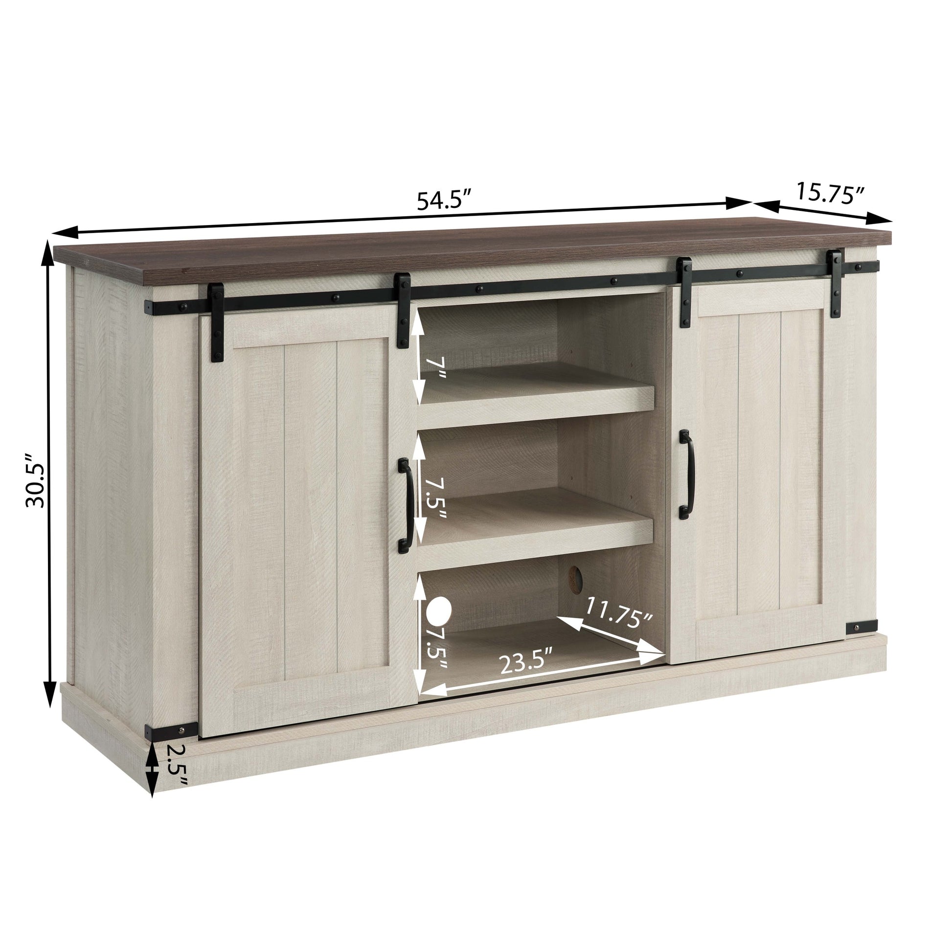 Classic Farmhouse Media Tv Stand Transitional Entertainment Console For Tv Up To 60" With Sliding Doors And Open Storage Space, Light Gray, 54.5"W*15.75"D*30.5"H Light Gray Primary Living Space 60 Inches 50 59 Inches Farmhouse 60 Inches Mdf