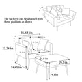 36.61'' Wide Modern Accent Chair With 3 Positions Adjustable Backrest, Tufted Chaise Lounge Chair, Single Recliner Armchair With Ottoman And Gold Legs For Living Room, Bedroom Beige Beige Foam Velvet