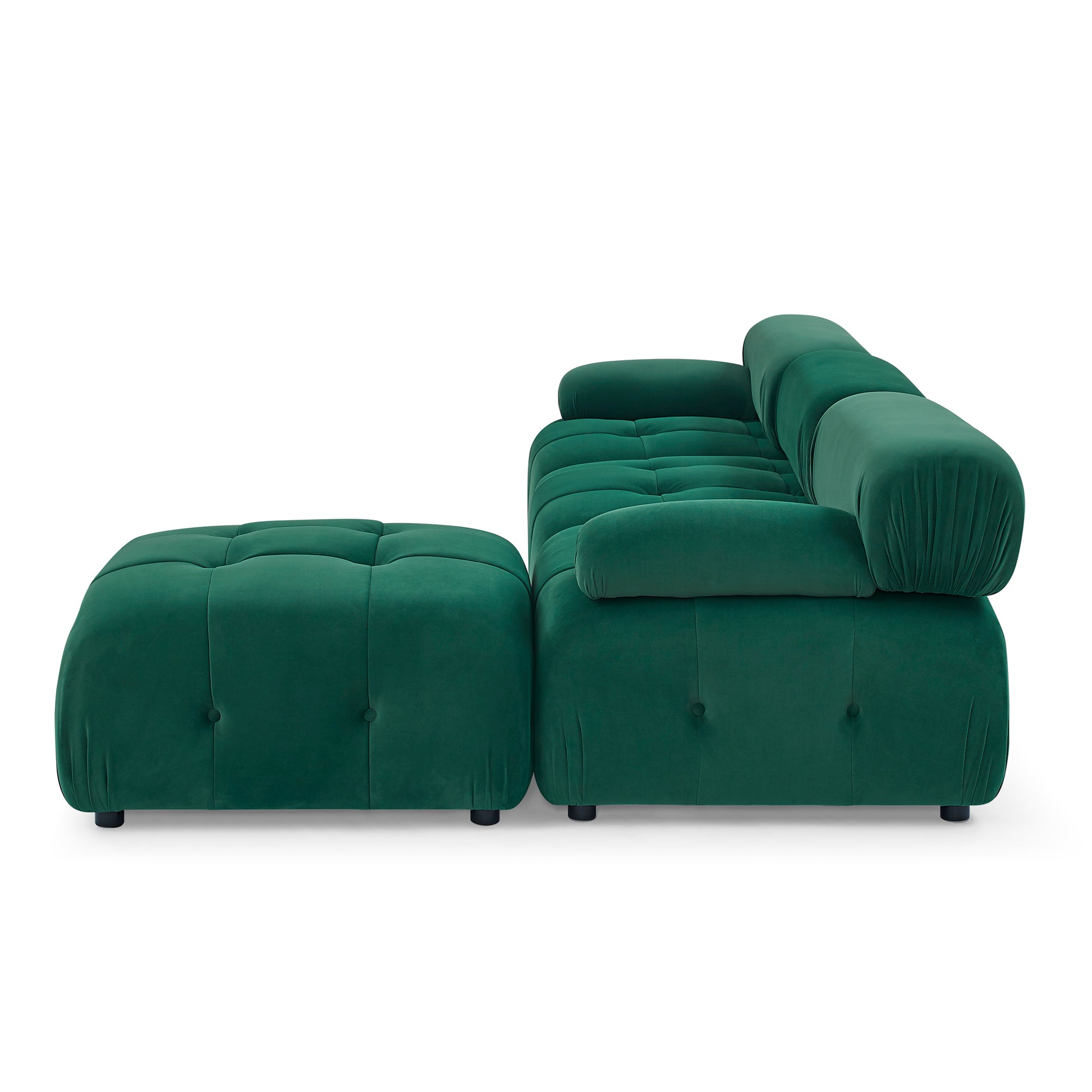 Modular Sectional Sofa, Button Tufted Designed And Diy Combination,L Shaped Couch With Reversible Ottoman, Green Velvet Dark Green Velvet Wood Soft Tight Back Eucalyptus Pillow Top Arms Foam Spring