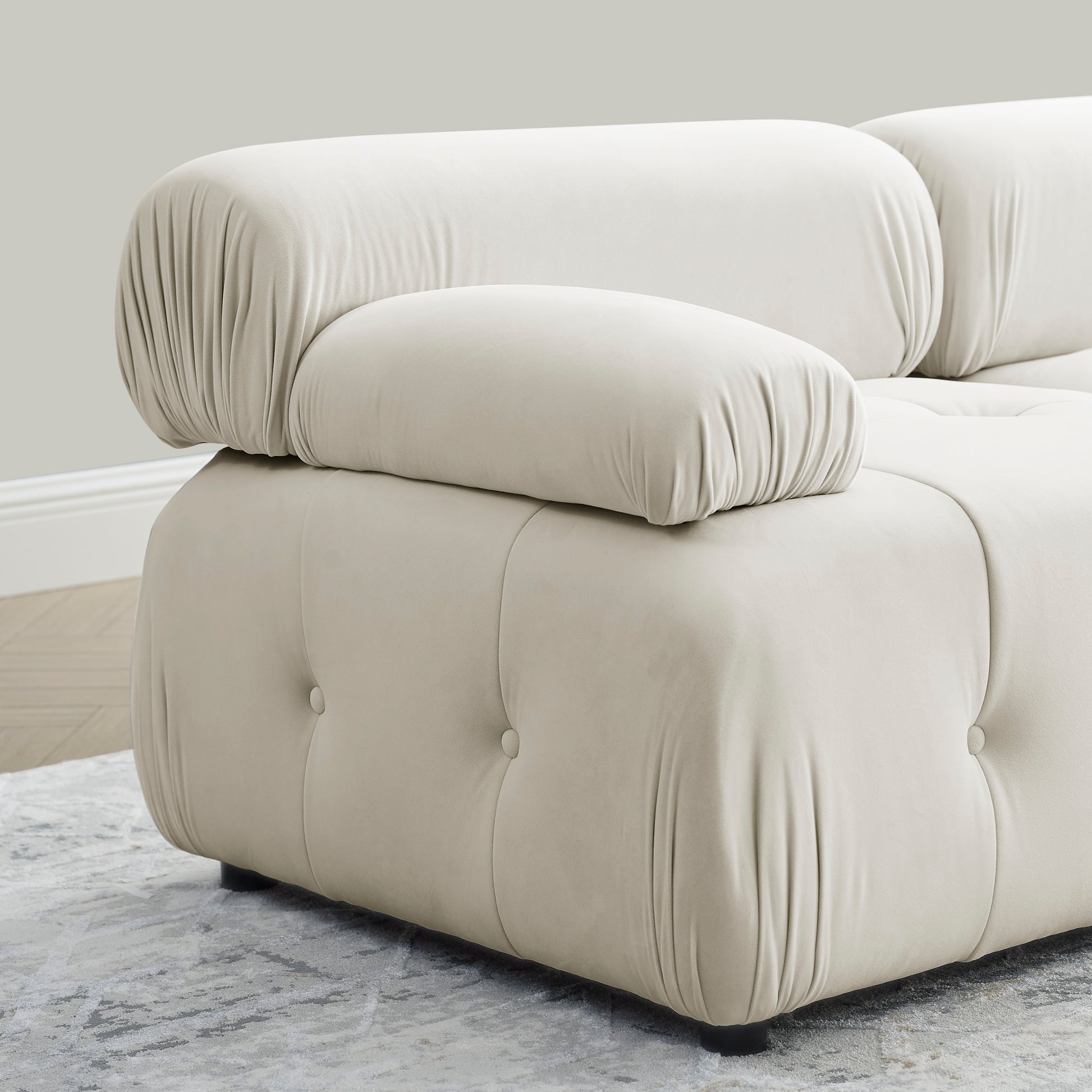 Ottoman For Modular Sofa Beige Foam